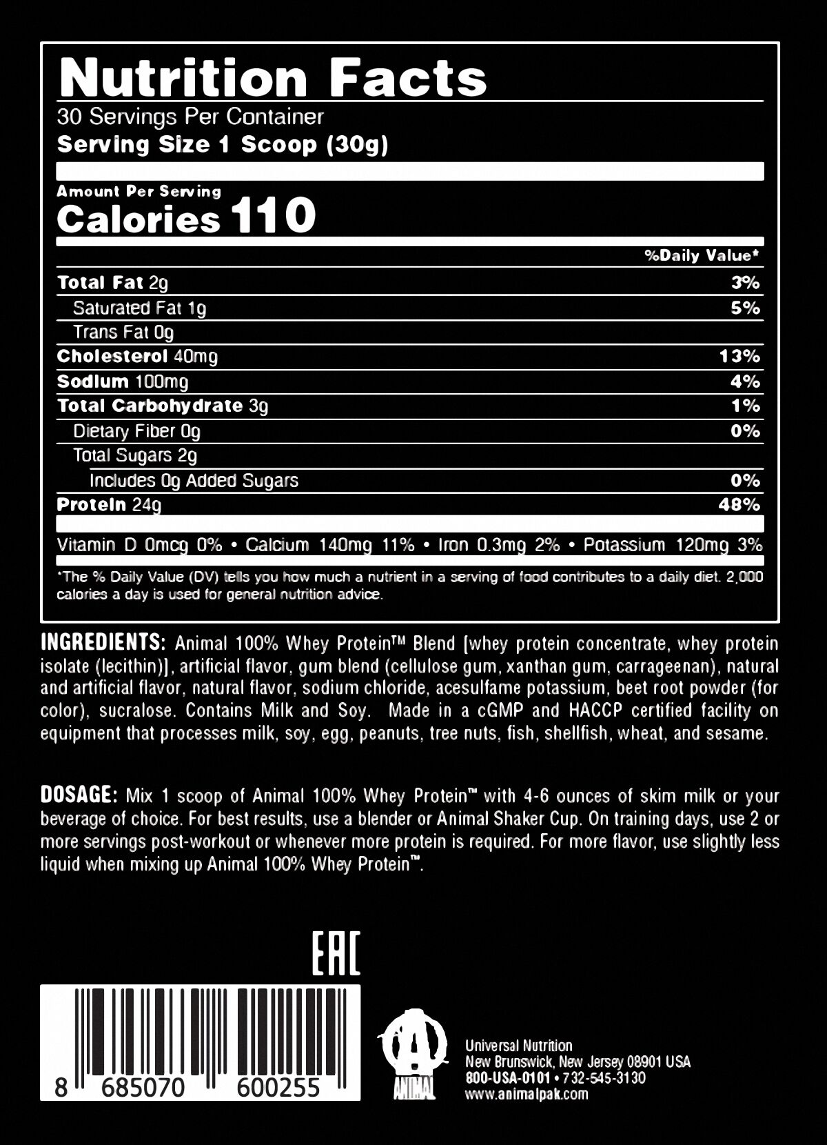 Universal Animal 100% Whey Protein ÇİLEK Aromalı 908 gr 666