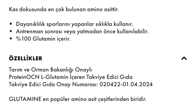 proteinocean GLUTAMİNE   456